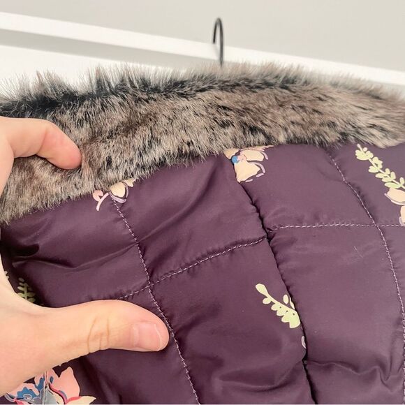 NEW Sundance Easy Wind Long Puffer Coat Plum Floral Size XS - Picture 8 of 10